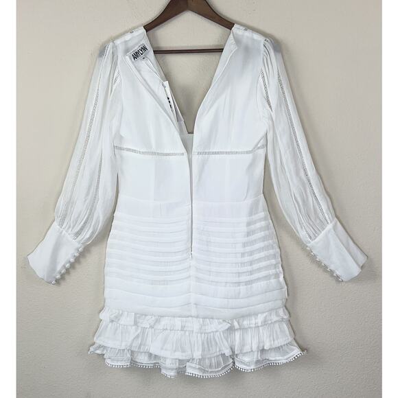 AMYLYNN White Romantic Ruffle Mini Dress M Long Sleeve Cottagecore NWT - Picture 10 of 10